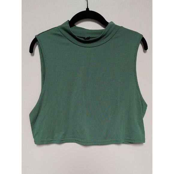 SHEIN Tops - SHEIN Sleeveless Mock Neck Crop Top in Sage